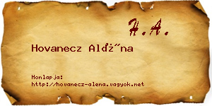 Hovanecz Aléna névjegykártya